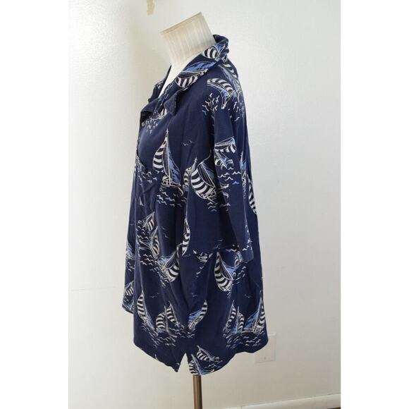 Polo Ralph Lauren Shirt Mens XL Featherweight Mesh Short Sleeve Blue Sailboats - Picture 2 of 5